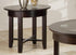 Handstone Demilune Round End Table w/Glass Top